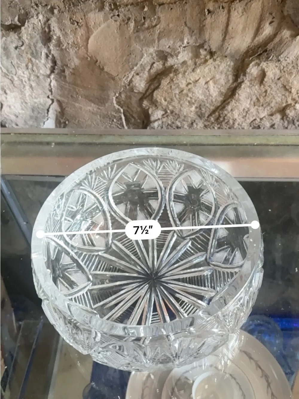Pressed Cut crystal Decorative Bowl - very heavy thick bowl